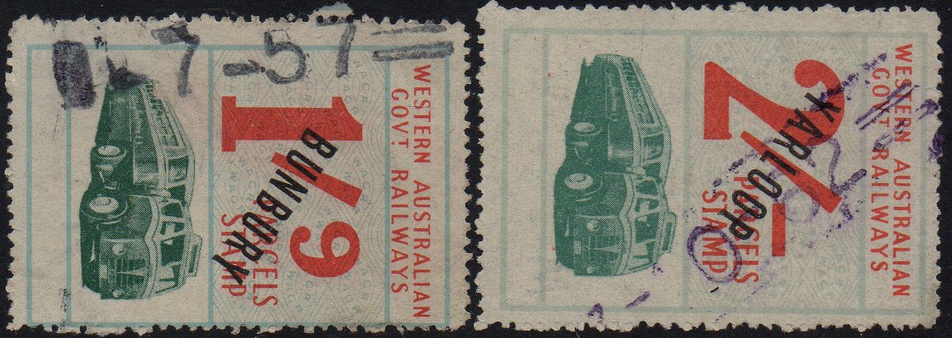 Western Australia Railway Parcels Stamps Early Third Series cancellations Perth